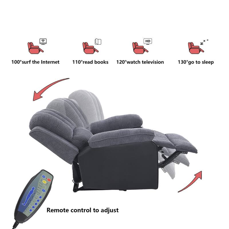 Corduroy + black pu ergonomic electric sofa with 8point massage and
