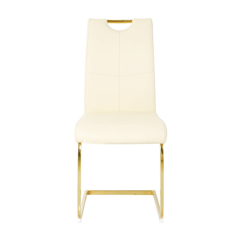 Modern PU Dining Chair with Gold Metal Legs, Versatile for Kitchen, Living Room, Bedroom, and Dining Room.