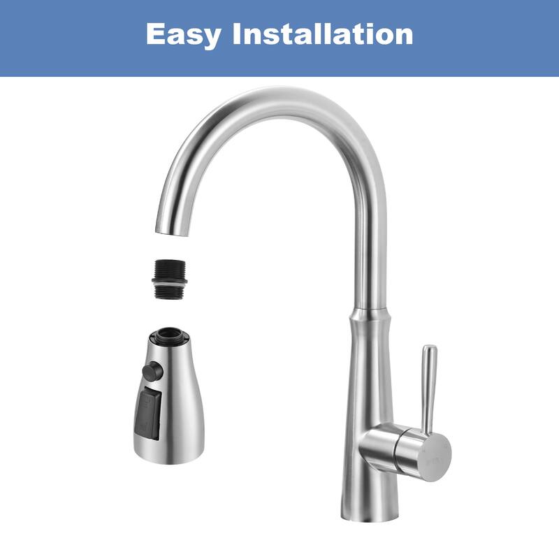 WOWOW 3-Function Pull Down Kitchen Faucets Spray Head with 9-Adapters