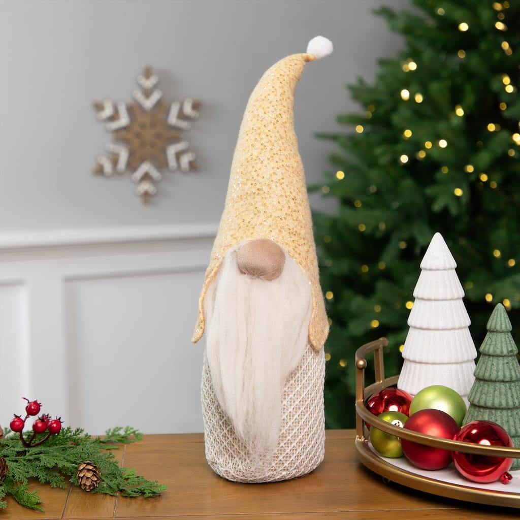 Plush Christmas Gnome with Sequins Tabletop Figure - 17.5"