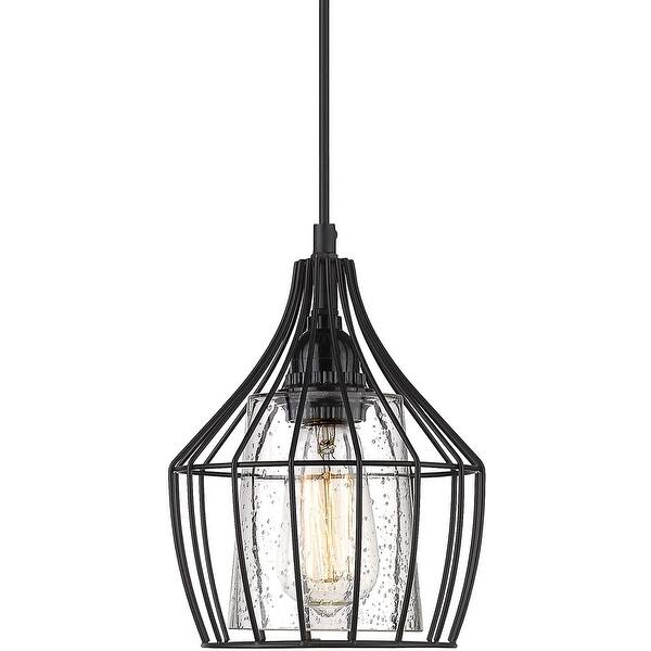 Seeded Glass Pendant Light Fixture Black Cage Pendant Lamp Bed Bath