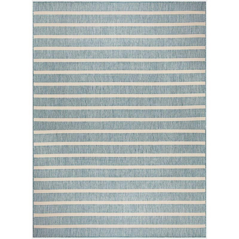 Nourison Positano Indoor/Outdoor Striped Area Rug. - 8' x 10' - Aqua/Ivory