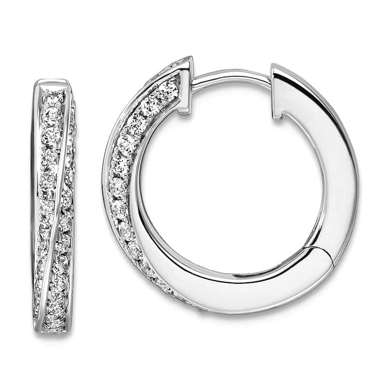 Curata 14k Yellow or White Gold 0.625 cttw Lab Grown Diamond VS DEF Twisted Hinged Huggies Earrings - White