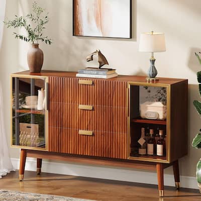 Mid-Century Sideboard Buffet Cabinet, 55.1'' Buffet Cabinet with 2 Doors & 3 Drawers