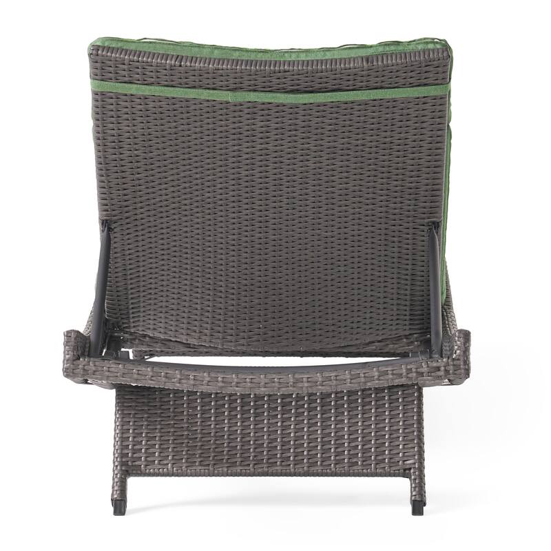 Salem Outdoor Wicker Adjustable Chaise Lounge with Cushion by Christopher Knight Home