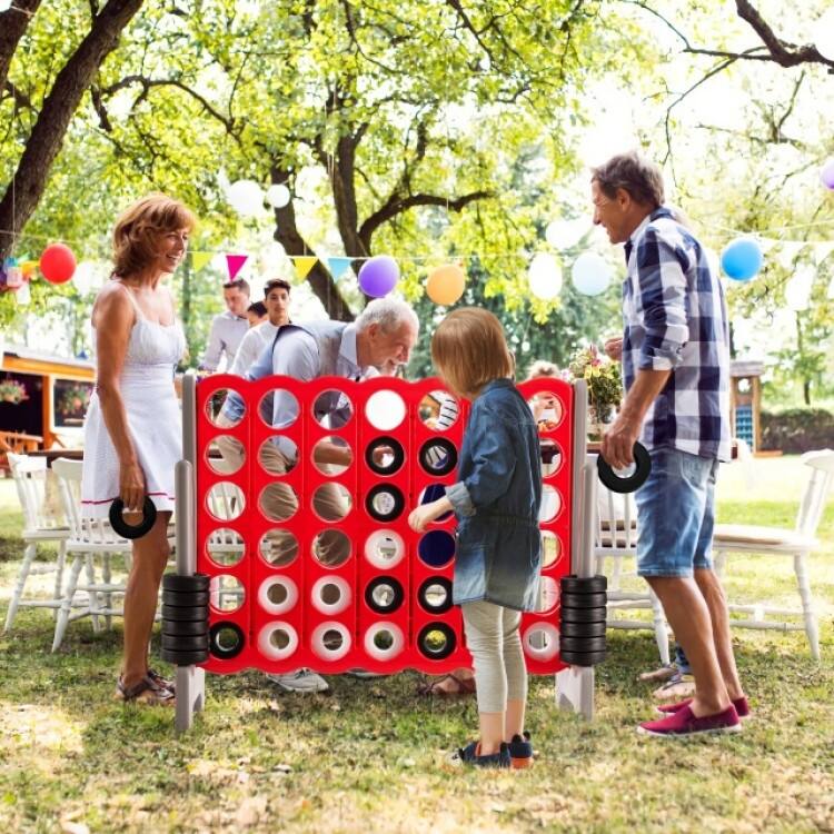 Red PE PP Jumbo 4-to-Score Giant Game Set Lightweight and Portable for Kids - 47.5” x 17” x 41” (L x W x H)