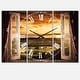 preview thumbnail 2 of 4, Designart 'Open Window to Rural Landscape' Cottage 3 Panels Oversized Wall CLock - 36 in. wide x 28 in. high - 3 panels