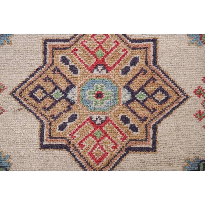 Hand Knotted Oriental 100% Wool Carpet Traditional All-Over Beige & Ivories Kazak Area Rug - 9' 9'' X 6' 5''