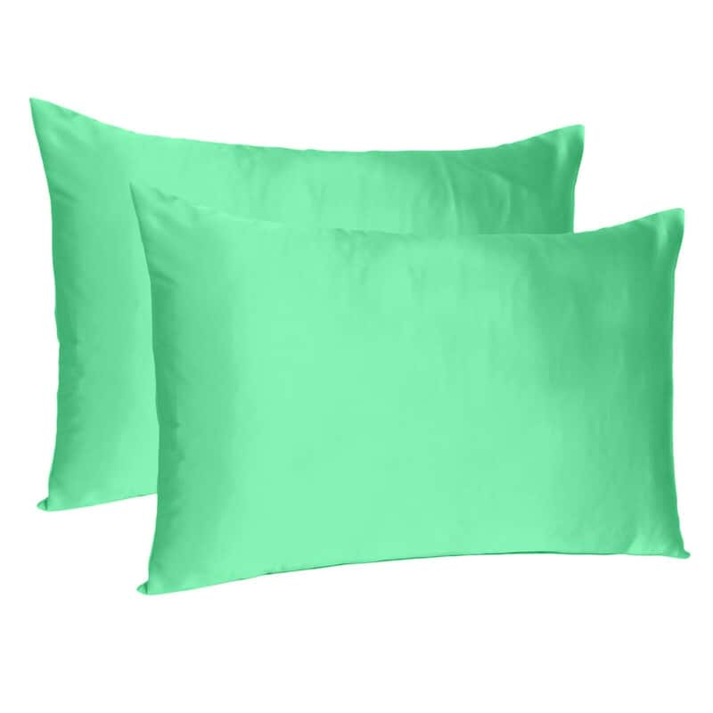 HomeRoots Green Dreamy Set Of 2 Silky Satin King Pillowcases