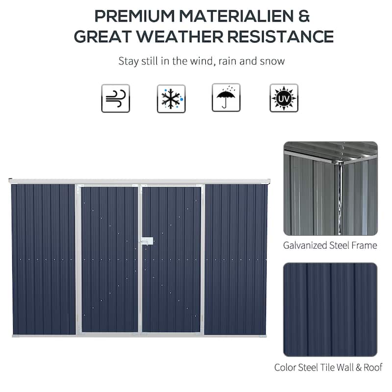 Outsunny 11' x 6' Steel Garden Storage Shed, Outdoor Utility Tool House with Double Lockable Doors for Backyard, Patio, Lawn