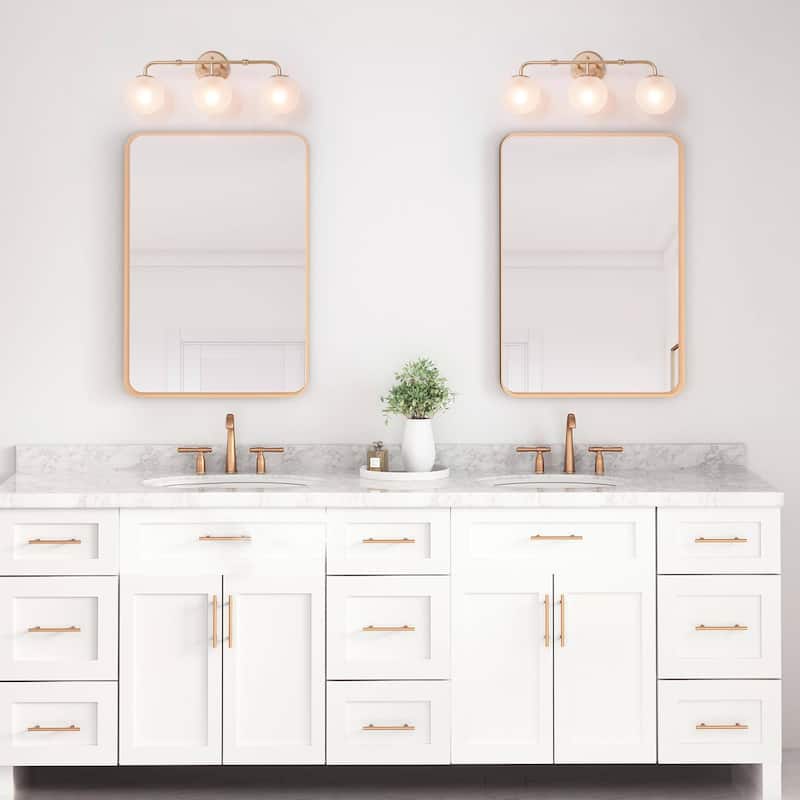 Siya Modern 3-Light Frosted Glass Bathroom Vanity Lights Romantic Gold Statement Wall Sconces Dimmable