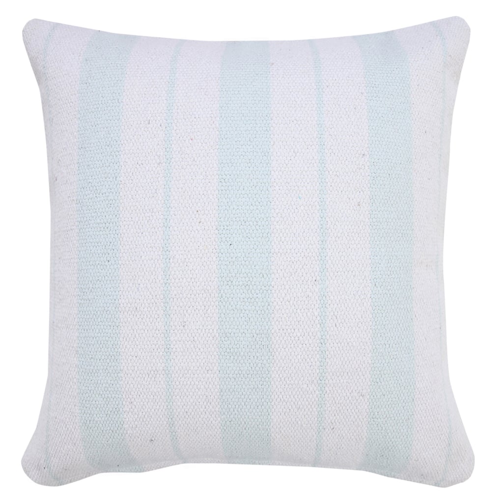 HomeRoots 20" X 20" Bright Blue And White 100% Cotton Coastal Zippered Pillow