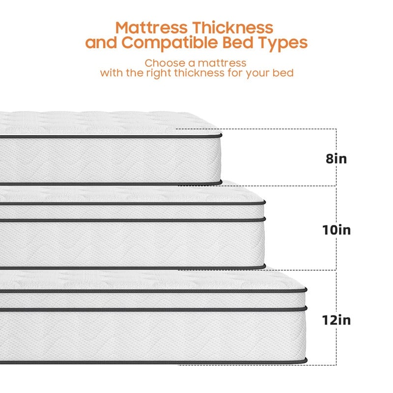 10" Spring Hybrid Mattress in a Box, Pocket Springs, Isolation Motion, Back Pain Relief, CertiPUR-US