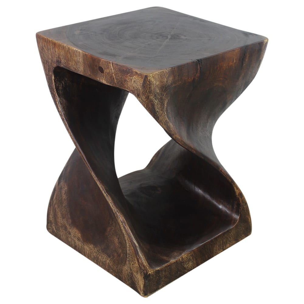 Haussmann® Wood Twist End Table 15 x 15 x 20 inch High Mocha Oil
