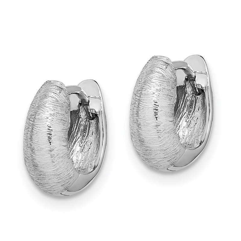 Curata 14k White Gold Textured Hoop Earrings - 10.8x11.2mm