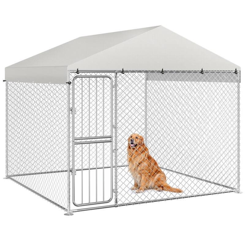 Moasis Large Outdoor Dog Kennel Heavy Duty Dog Cage Enclosure with Waterproof Roof