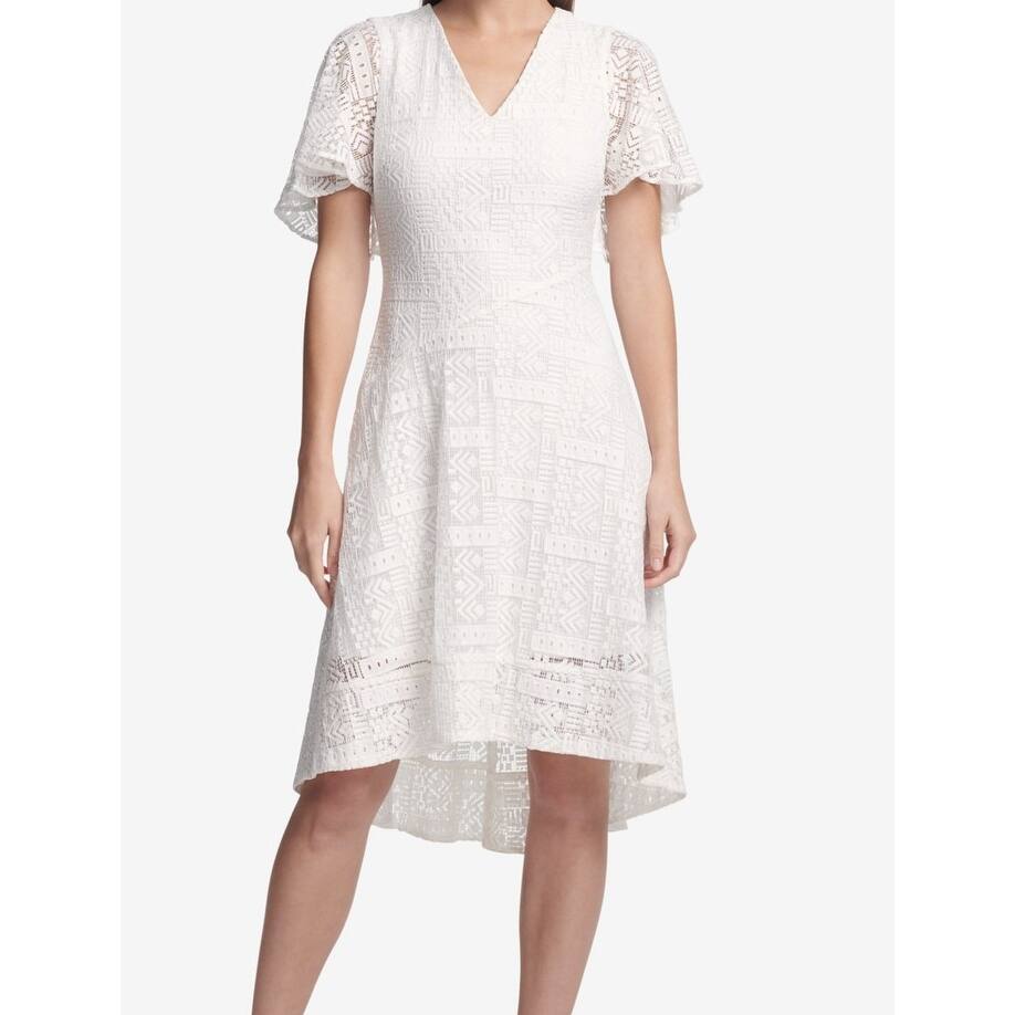 dkny white lace dress