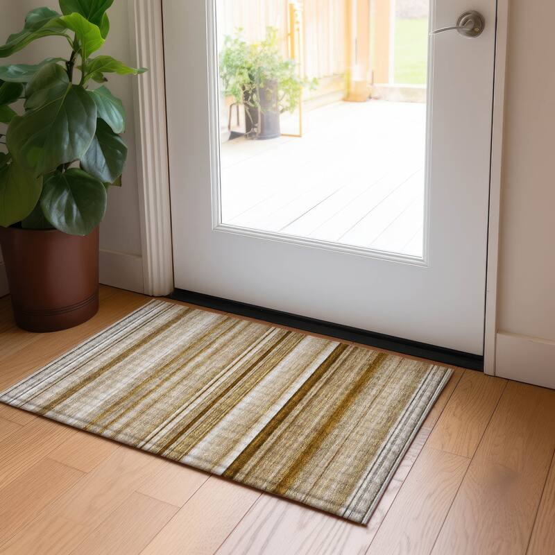 Machine Washable Indoor/ Outdoor Chantille Multi Stripe Rug