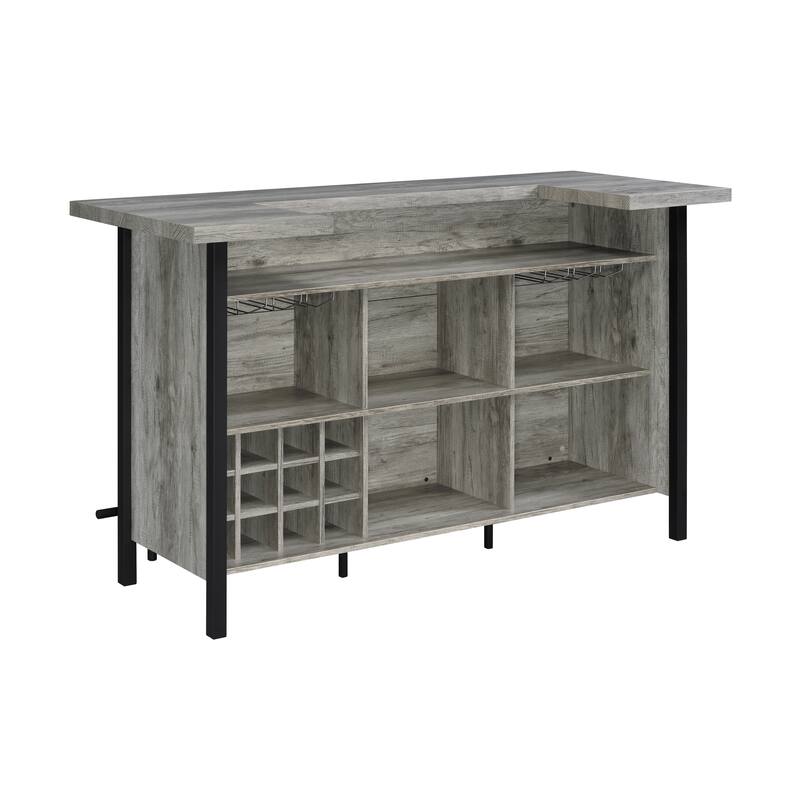 Menimen Grey Driftwood Bar Unit with Stemware Racks