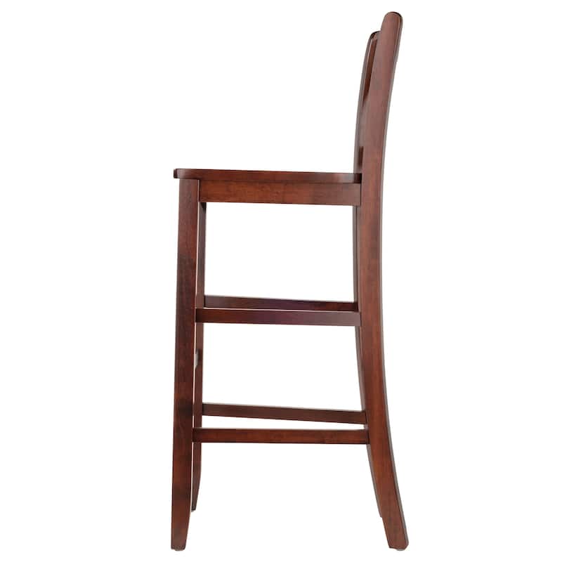 2-Pc V-back Bar Stool Set, Walnut - 16.93"W x 19.21"D x 42.17"H