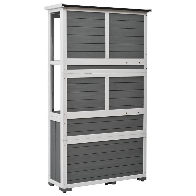 63'' H Mini Greenhouse Cold Frame Garden Wood Storage Cabinet Tool Storage Shed
