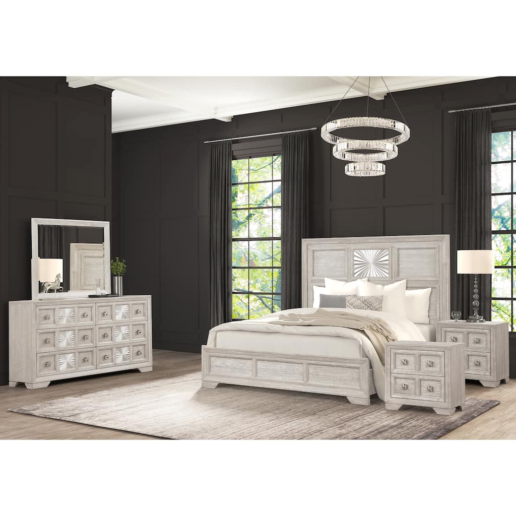 Furniture of America Jupiter 5-Piece Light Grey Wood Panel Bedroom Set