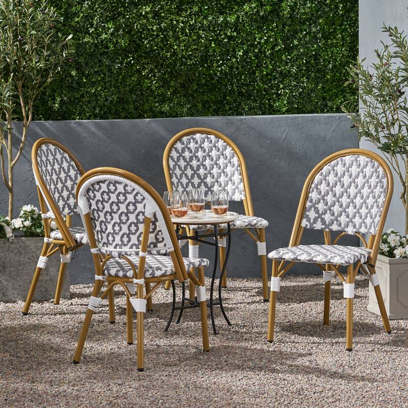 Louna Outdoor French Cafe Chair (Set of 4) by Christopher Knight Home