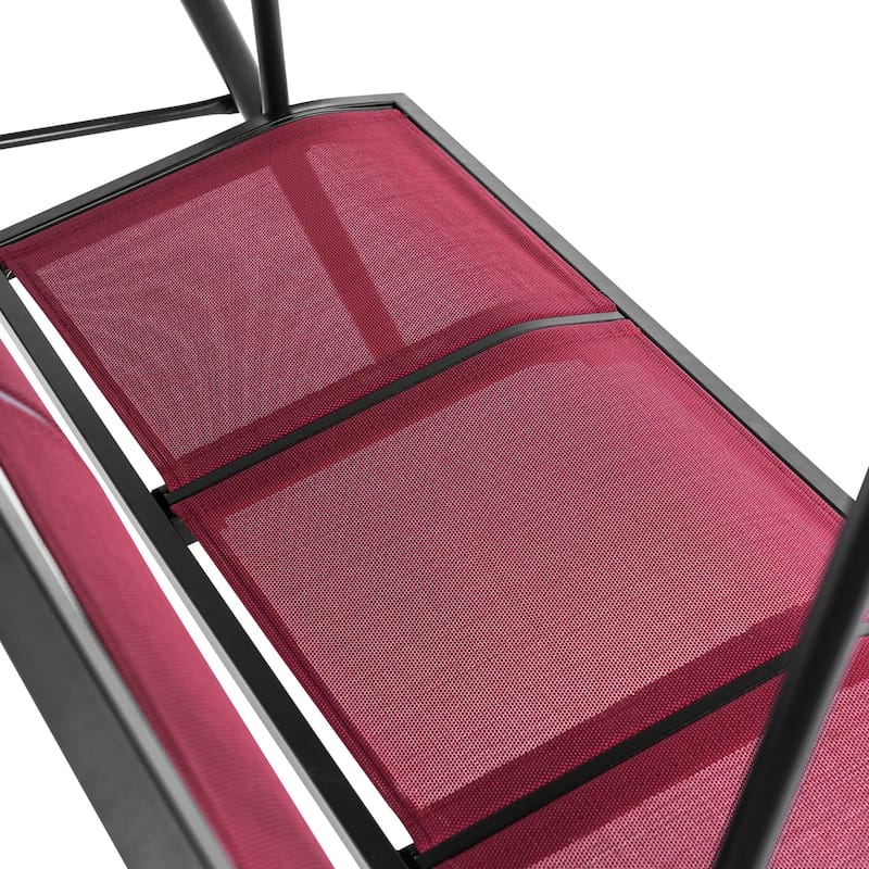 MCombo Outdoor Patio Canopy Swing Chair 3-Person, Steel Frame Textilence Seats Swing Glider, 4507