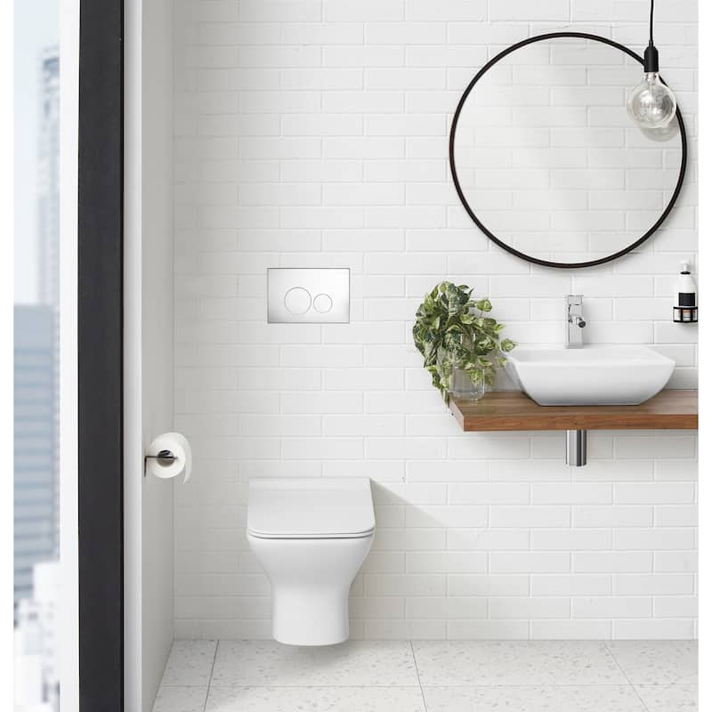 Wall Mount Actuator Flush Push Button Plate In Polished Chrome - 9.65" x 6.5" 0.55" - 9.65" x 6.5" 0.55" - Chrome