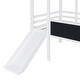 preview thumbnail 14 of 16, Twin Loft Bed with Slide, Blackboard, and Light Strip, White - Fun Design