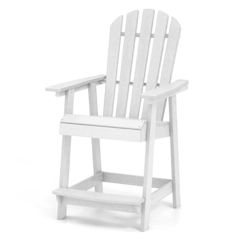 Gymax Tall Bar Stool HDPE Chair w/ Armrest Footrest Home Indoor