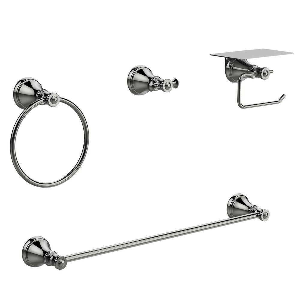 Classic Bathroom Hardware Set,4-Piece Bathroom Accessories Set,Towel Ring, Robe Hook,Toilet Paper Holder with a Shelf