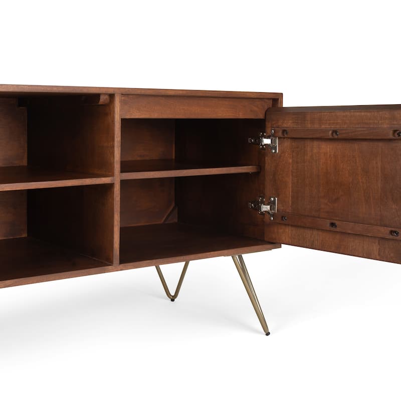 WYNDENHALL Moreno 60 inch Wide Industrial TV Media Stand For TVs up to 65 inches - 60"w x 18"d x 25" h