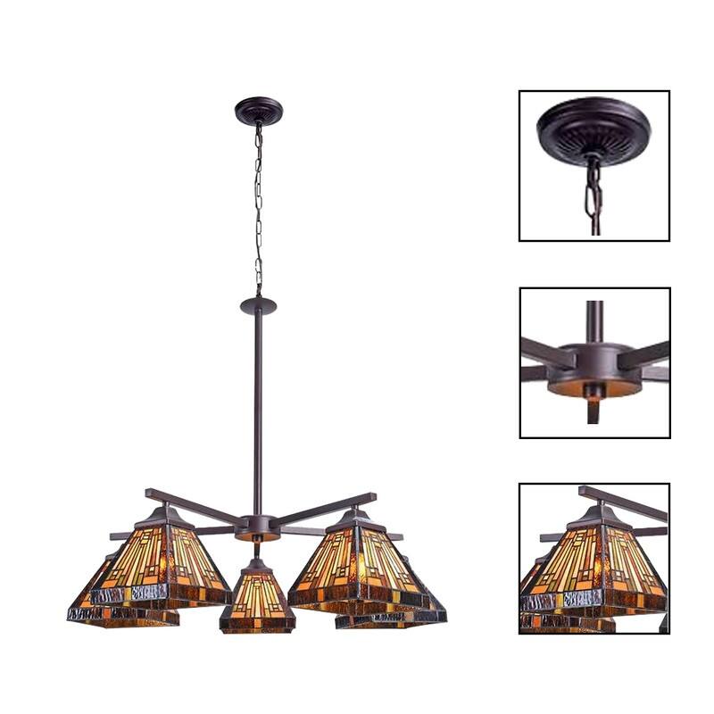 5 Light light bulb Amber brown light fixtures glass, metal pendant light - N/A