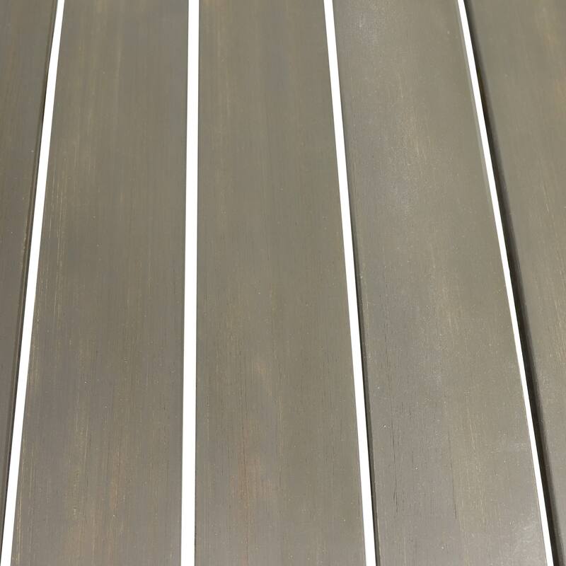 Roomfitters Modern Industrial Bar Table, Rectangular Wood Slat Top Pub Dining Furniture with Black Metal Frame, Grey+Black