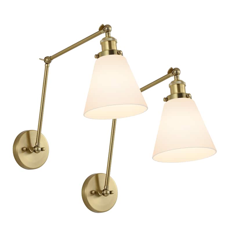 WINGBO Swing Arm Adjustable Wall Sconce with Shade, 2-Pack...