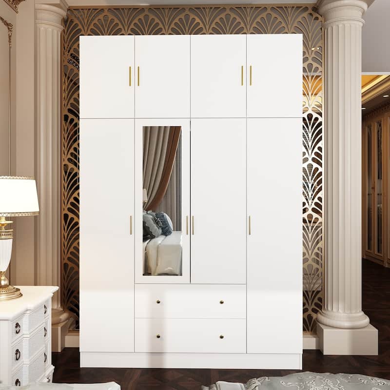 63"W Family Wardrobe/Armoire/Closet by Timechee with Mirror Doors