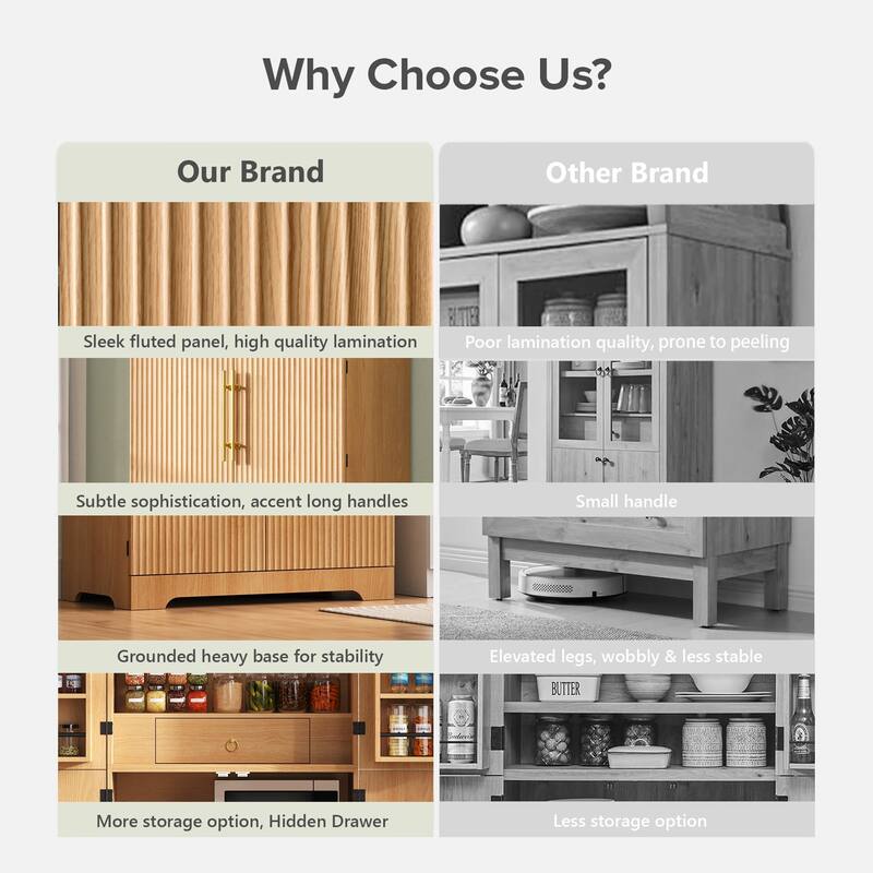 72" Arched Pantry Cabinet with 8 Shelves, Hidden Drawer for Kitchen, Dining & Bathroom