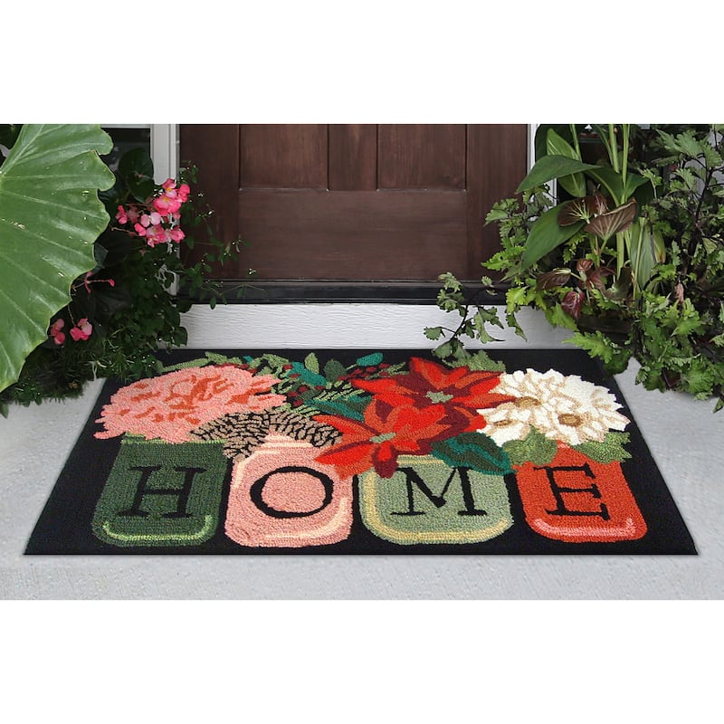 Liora Manne Frontporch Holiday Home Indoor/Outdoor Rug - 1'8" x 2' 6" - Black