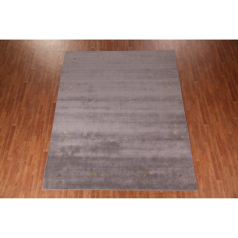 Gray Gabbeh Indian Area Rug Handmade Tribal Wool Carpet - 8'3" x 10'0"