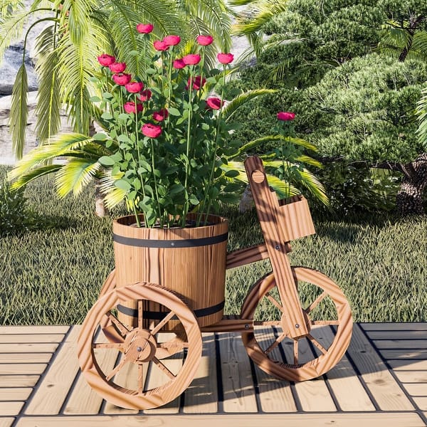 slide 2 of 4, Patio Festival Outdoor Bicycle-Style Wooden Planter