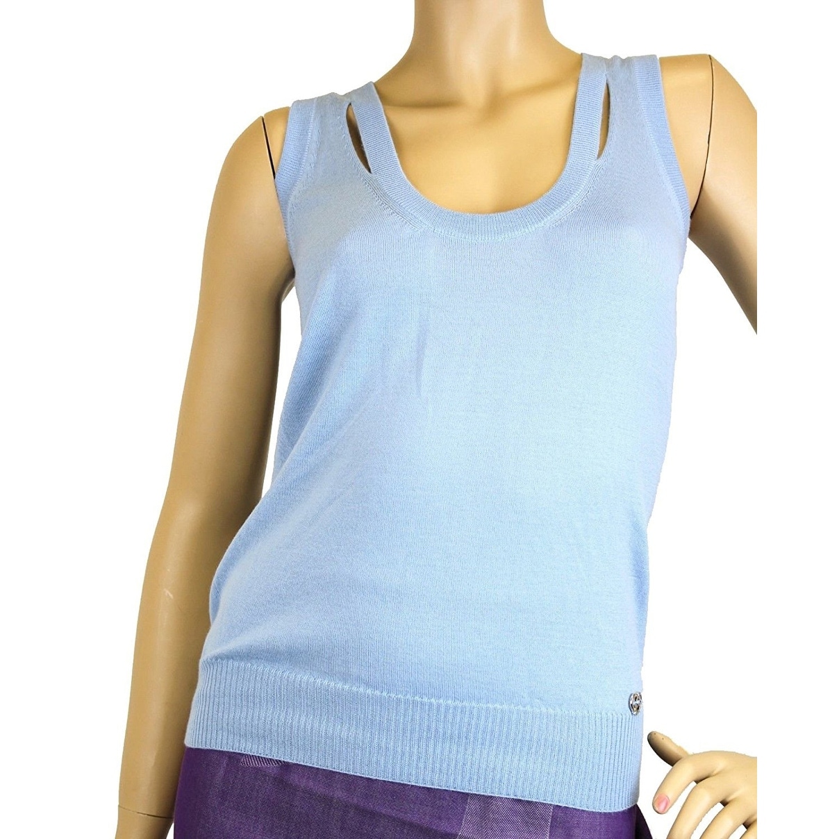 Shop Gucci Women S Light Blue Cashmere Sweater Logo Tank Top 259914 Overstock 28032122