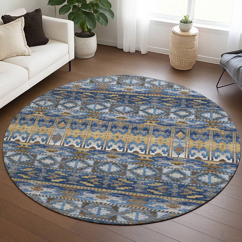 Machine Washable Indoor/ Outdoor Global Haswell Chantille Rug
