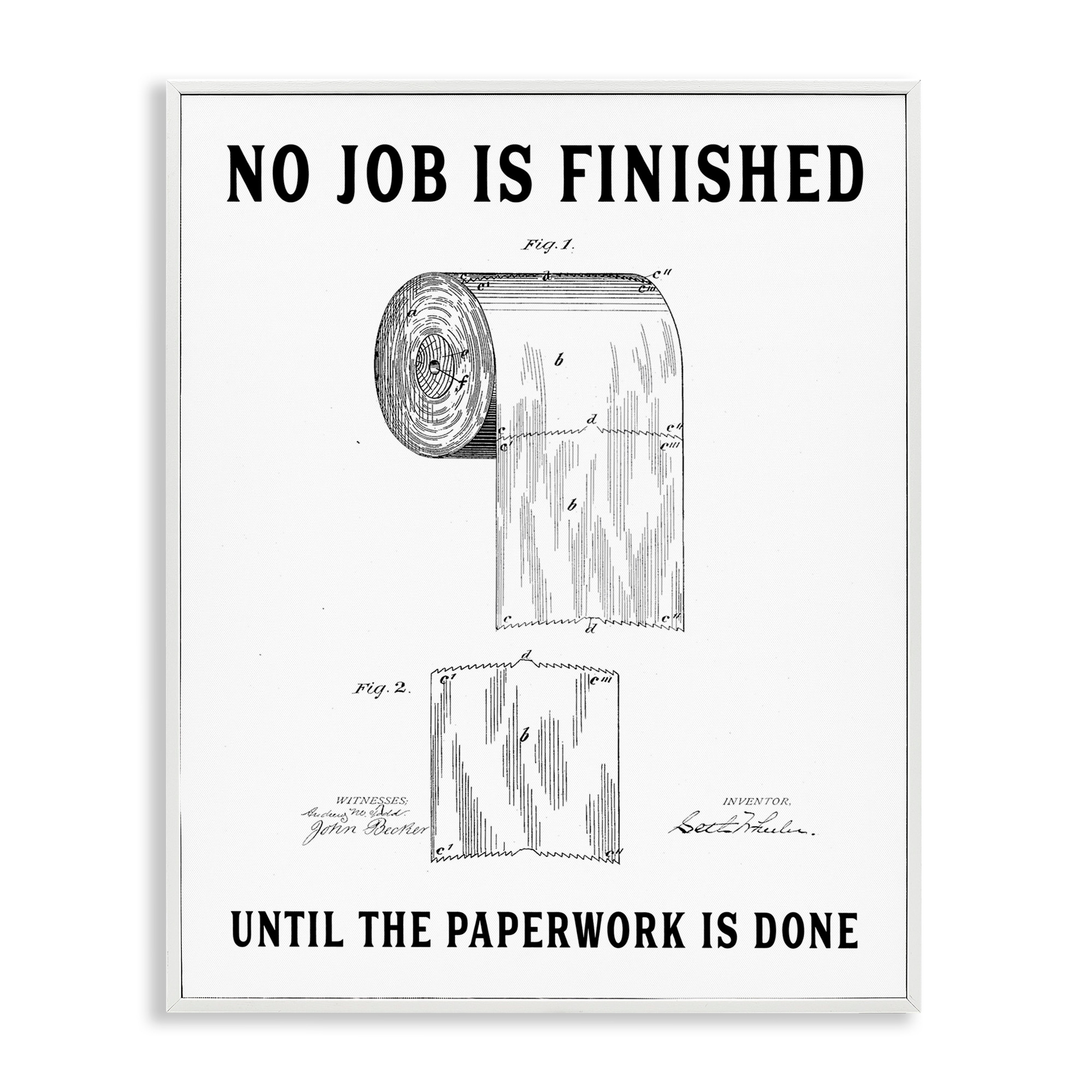 Stupell No Job Finished Toilet Paper Framed Giclee Art Design By Lettered and Lined