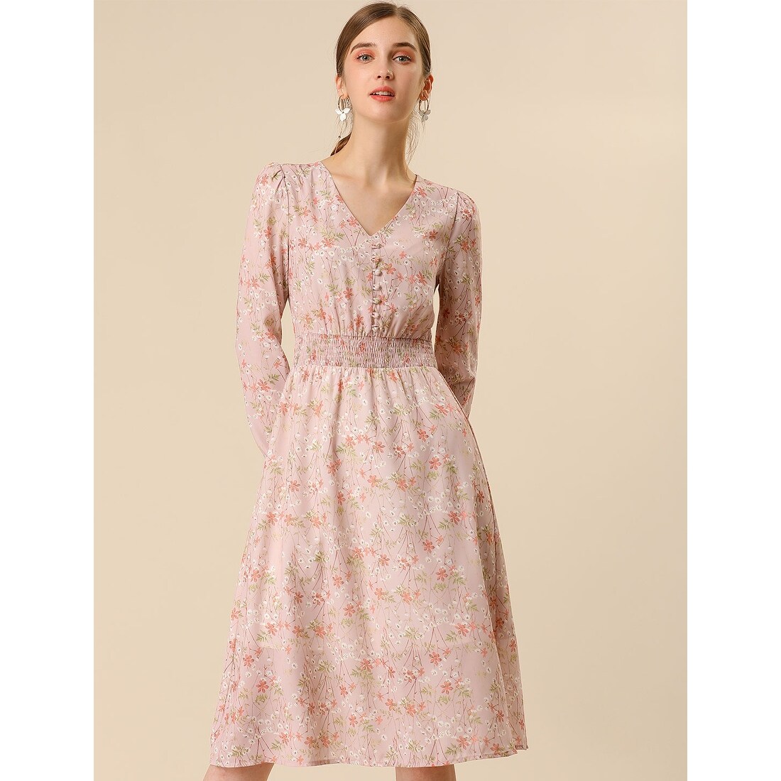 pink flowy midi dress