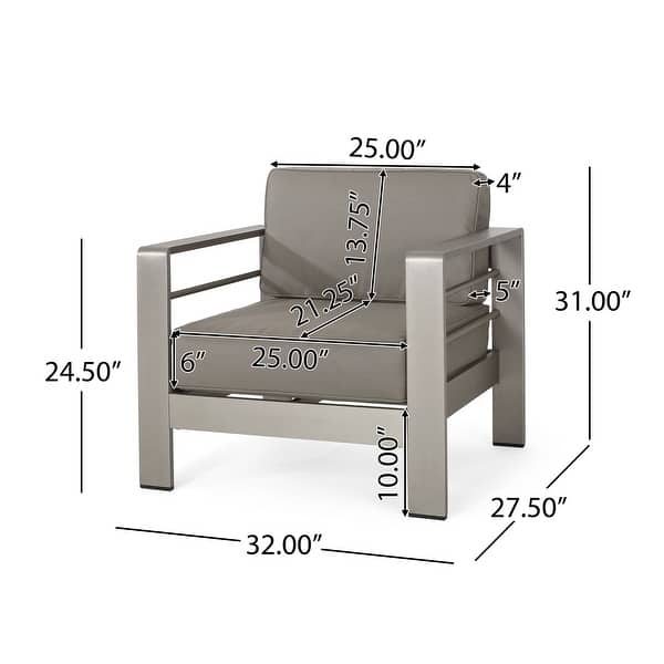 dimension image slide 1 of 4, Cape Coral Outdoor Club Chairs with Optional Sunbrella Cushions (Set of 2) by Christopher Knight Home