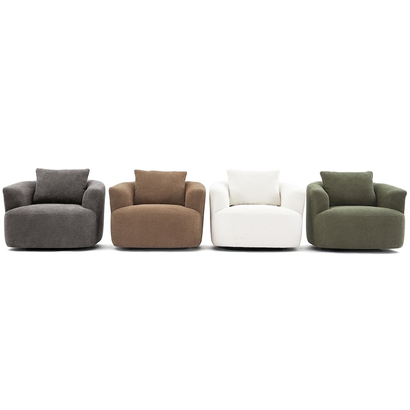 Chenille Upholstered Swivel Barrel Sofa Chair