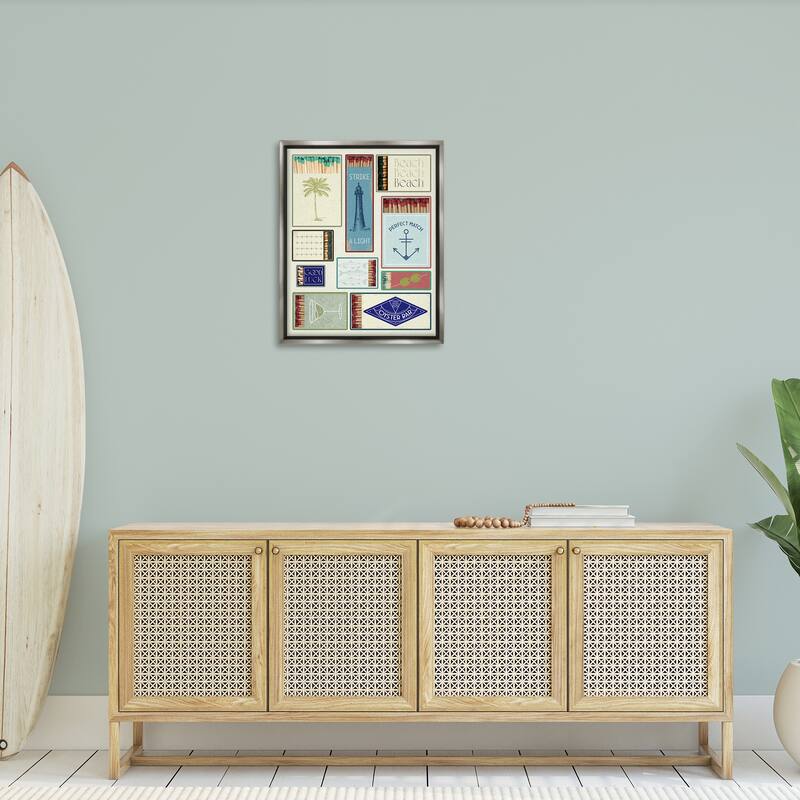 Stupell Nautical Theme Matchboxes Framed Floater Canvas Wall Art Design By Lil' Rue