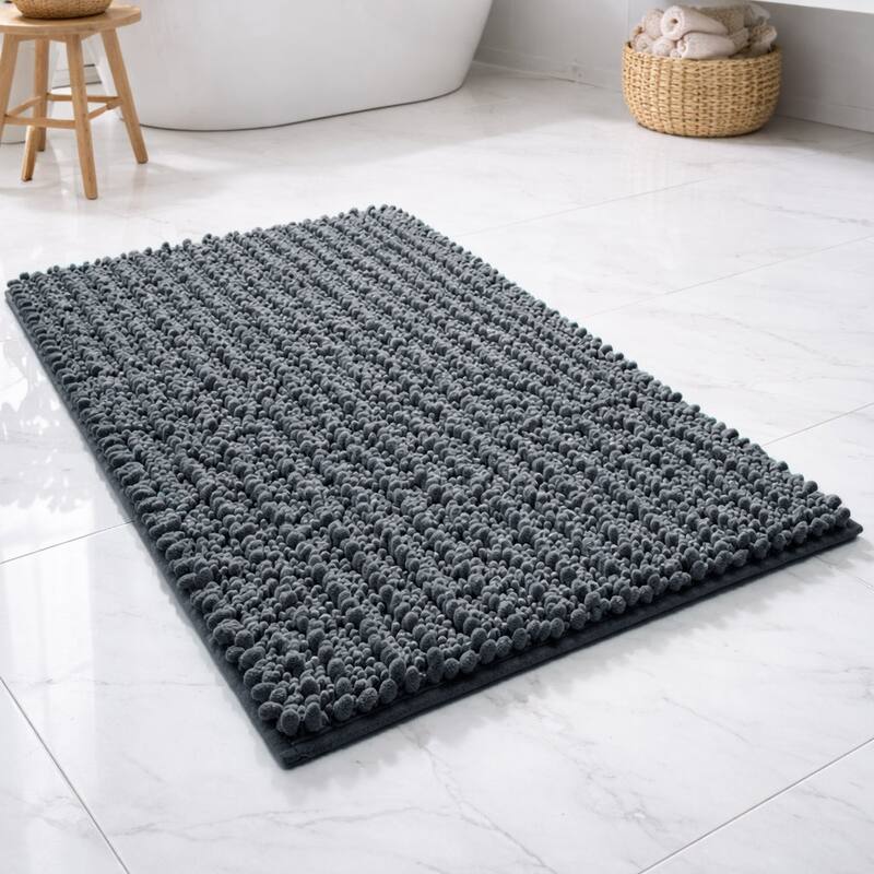 30"x20" - Dark Grey Soft Cozy Plush Chenille Bath Mat Bathroom Rug - 30" x 20" - Dark Grey