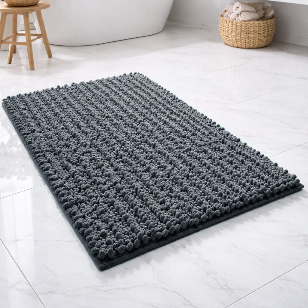 30"x20" - Dark Grey Soft Cozy Plush Chenille Bath Mat Bathroom Rug